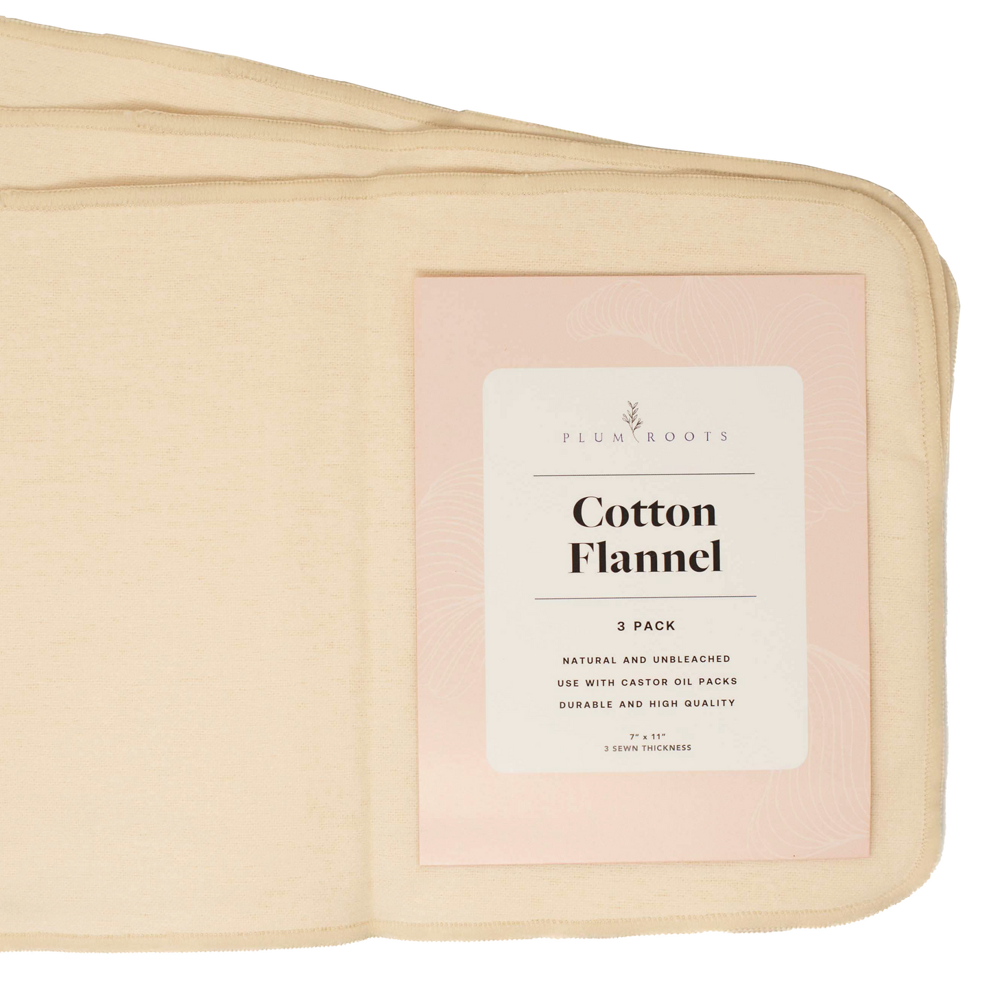 3 Pack of Cotton Flannel for Castor Oil Packs